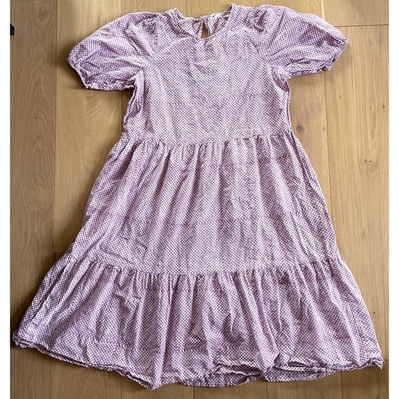 Mia and Finn Pink Checker Print Tiered Dress - Size M - Picture 1 of 5